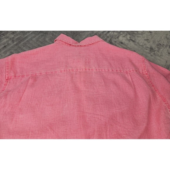 Tommy Bahama Relax Mens M Button Up Shirt Pink 100% Linen Short Sleeve * - Picture 12 of 16